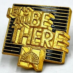 Vintage NBC TV Promo Pin Let's All Be There Gold Tone Enamel Peacock Logo Badge